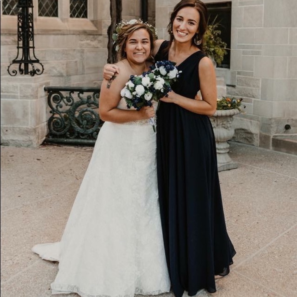 Navy blue chiffon dress